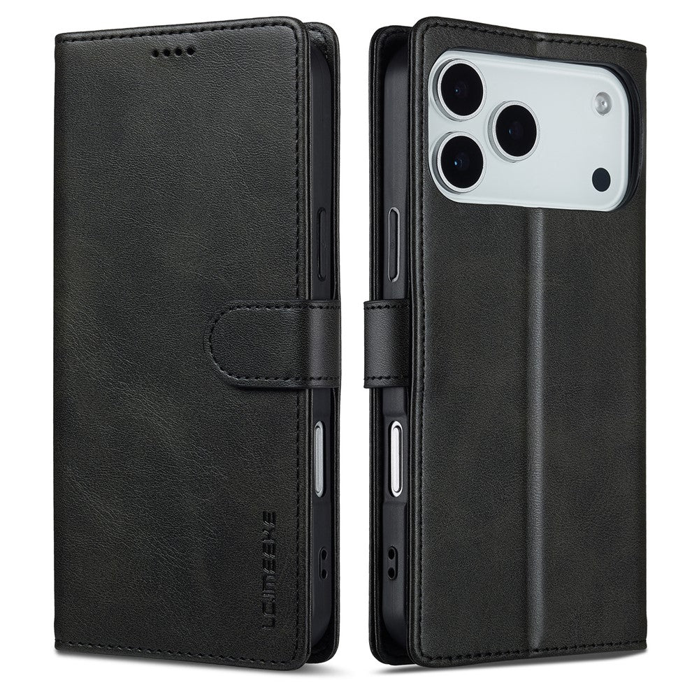 LC.IMEEKE For iPhone 17 Pro Max Case Calf Texture PU Leather Stand Wallet Phone Cover
