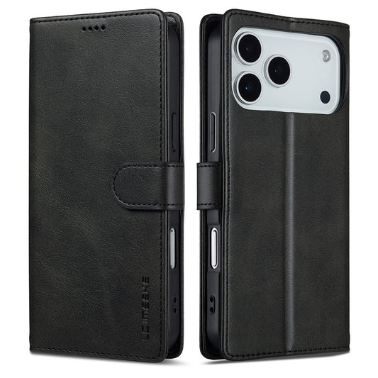 LC.IMEEKE For iPhone 17 Pro Max Case Calf Texture PU Leather Stand Wallet Phone Cover