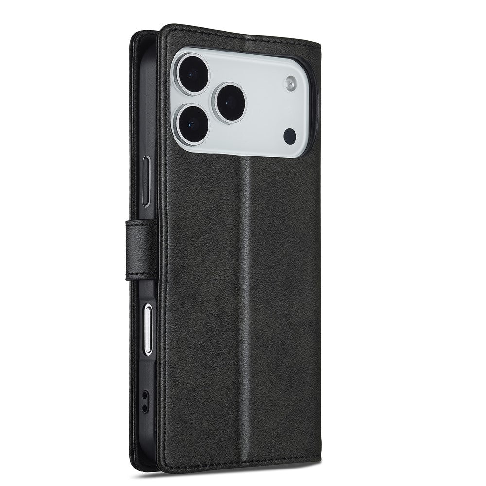 LC.IMEEKE For iPhone 17 Pro Max Case Calf Texture PU Leather Stand Wallet Phone Cover