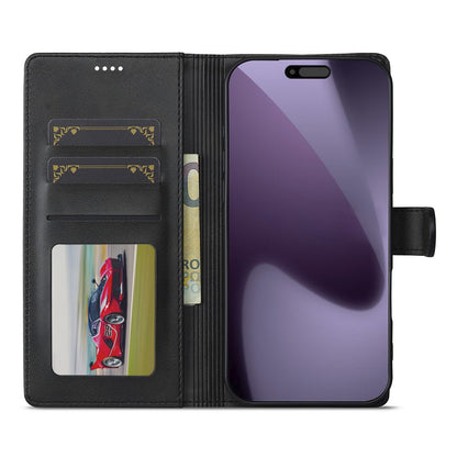 LC.IMEEKE For iPhone 17 Pro Max Case Calf Texture PU Leather Stand Wallet Phone Cover