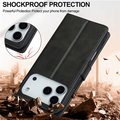 LC.IMEEKE For iPhone 17 Pro Max Case Calf Texture PU Leather Stand Wallet Phone Cover