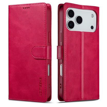 LC.IMEEKE For iPhone 17 Pro Max Case Calf Texture PU Leather Stand Wallet Phone Cover