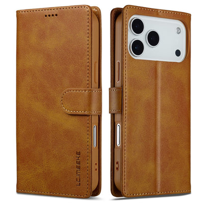 LC.IMEEKE For iPhone 17 Pro Max Case Calf Texture PU Leather Stand Wallet Phone Cover