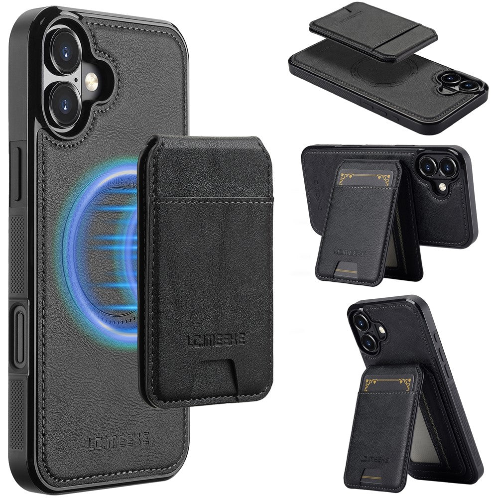 LC.IMEEKE L3 For iPhone 17 Magnetic Case Detachable Card Holder Leather TPU Mobile Cover