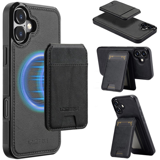 LC.IMEEKE L3 For iPhone 17 Magnetic Case Detachable Card Holder Leather TPU Mobile Cover