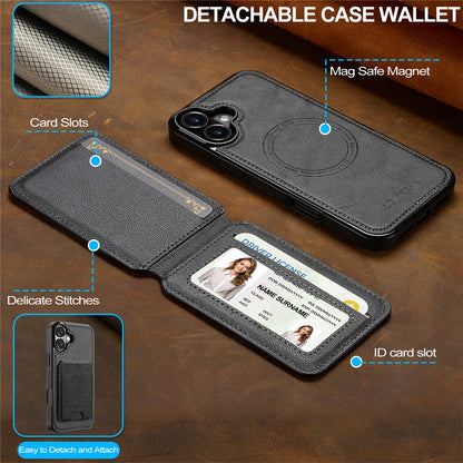LC.IMEEKE L3 For iPhone 17 Magnetic Case Detachable Card Holder Leather TPU Mobile Cover