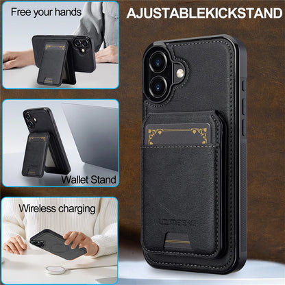LC.IMEEKE L3 For iPhone 17 Magnetic Case Detachable Card Holder Leather TPU Mobile Cover