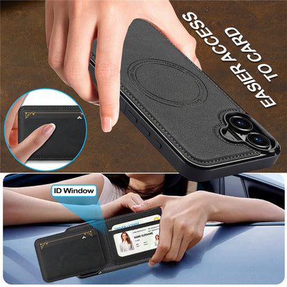 LC.IMEEKE L3 For iPhone 17 Magnetic Case Detachable Card Holder Leather TPU Mobile Cover