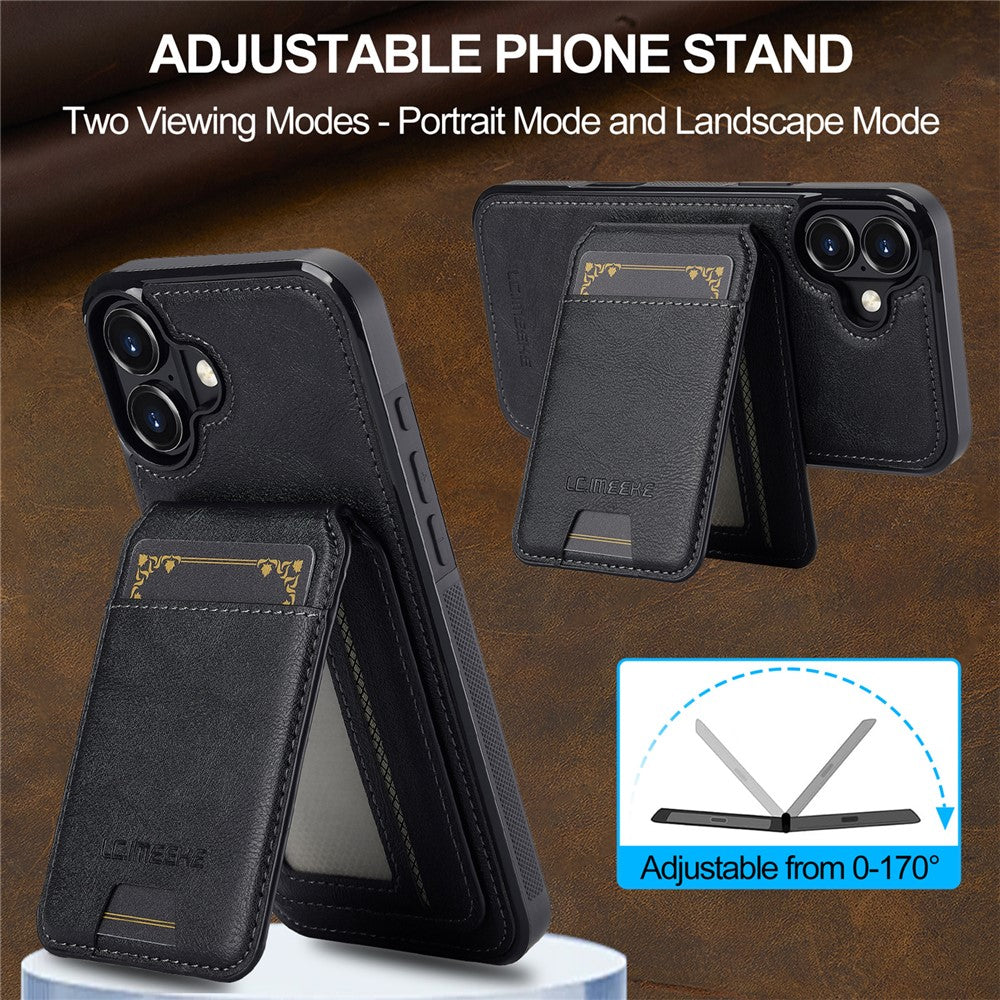 LC.IMEEKE L3 For iPhone 17 Magnetic Case Detachable Card Holder Leather TPU Mobile Cover