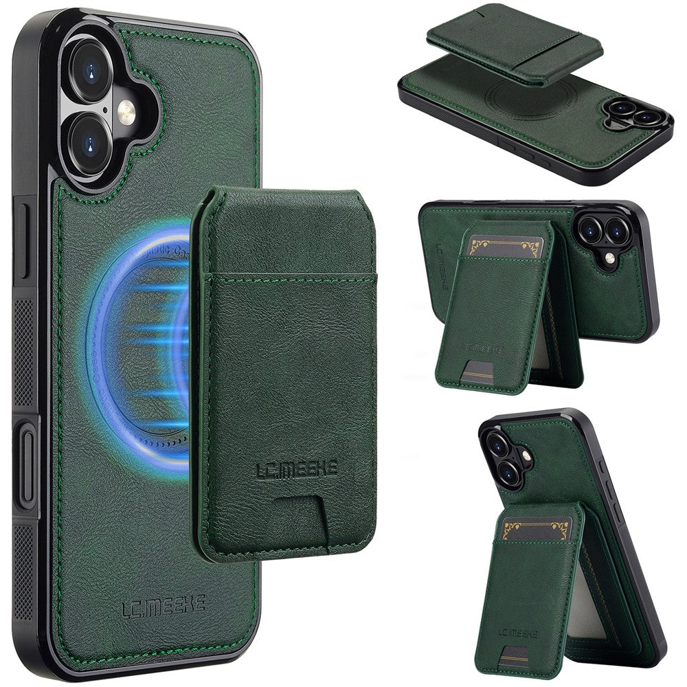 LC.IMEEKE L3 For iPhone 17 Magnetic Case Detachable Card Holder Leather TPU Mobile Cover