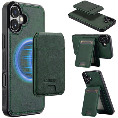 LC.IMEEKE L3 For iPhone 17 Magnetic Case Detachable Card Holder Leather TPU Mobile Cover