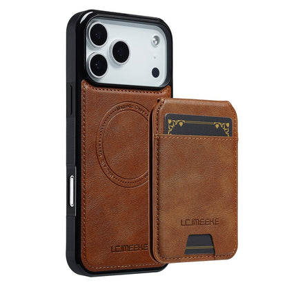 LC.IMEEKE L3 For iPhone 17 Pro Max Magnetic Case Detachable Card Holder Leather TPU Mobile Cover