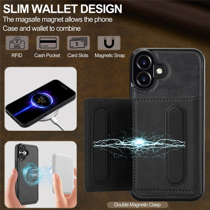 LC.IMEEKE L5 For iPhone 17 Magnetic Phone Case Leather Back Cover with Detachable Card Holder