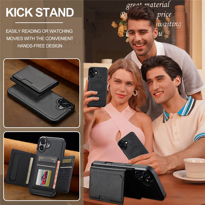 LC.IMEEKE L5 For iPhone 17 Magnetic Phone Case Leather Back Cover with Detachable Card Holder