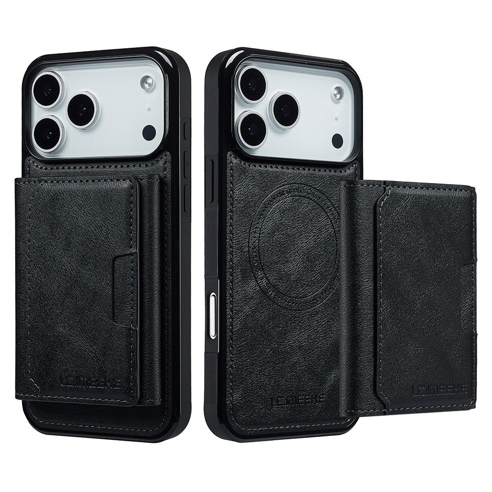 LC.IMEEKE L5 For iPhone 17 Pro Magnetic Phone Case Leather Back Cover with Detachable Card Holder