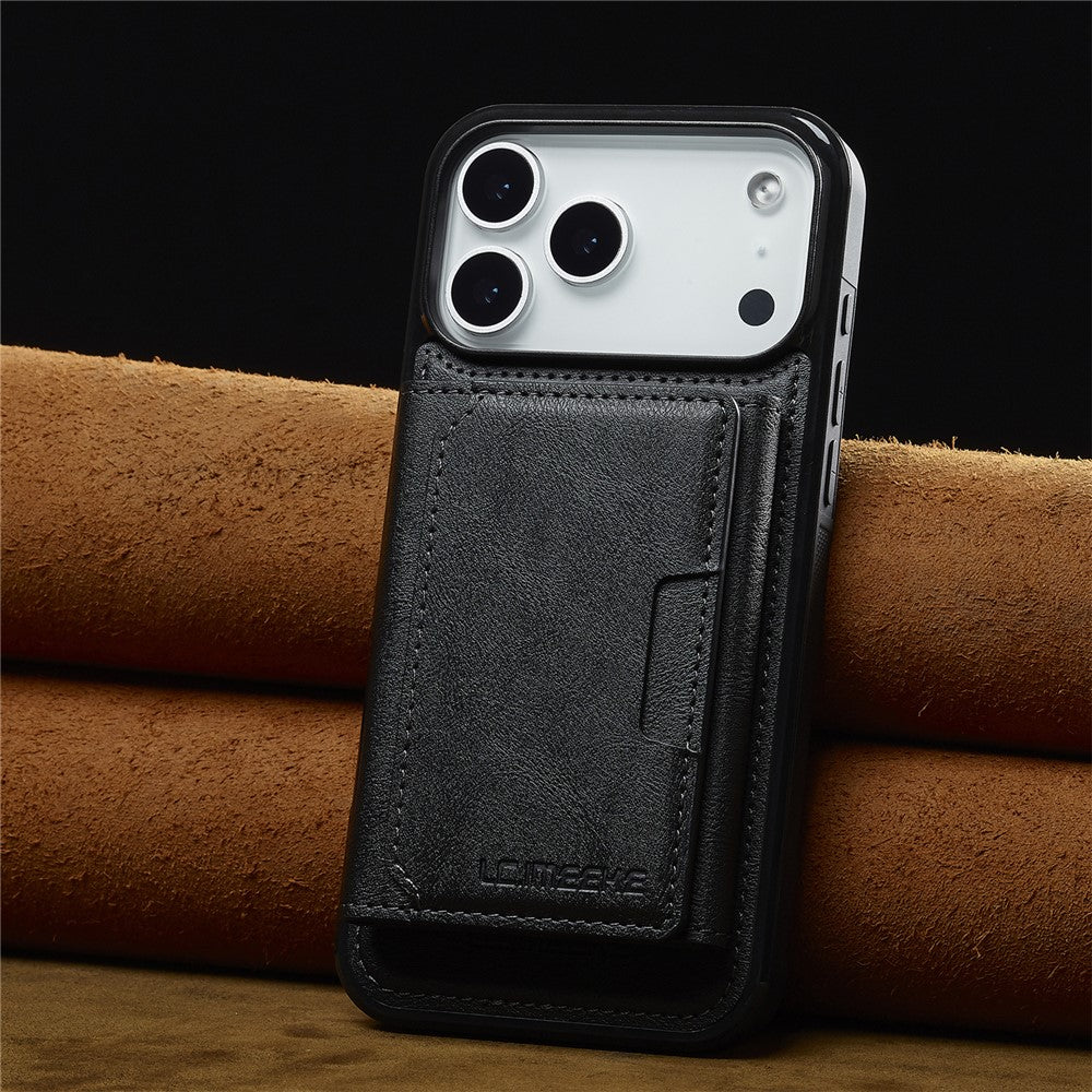 LC.IMEEKE L5 For iPhone 17 Pro Magnetic Phone Case Leather Back Cover with Detachable Card Holder