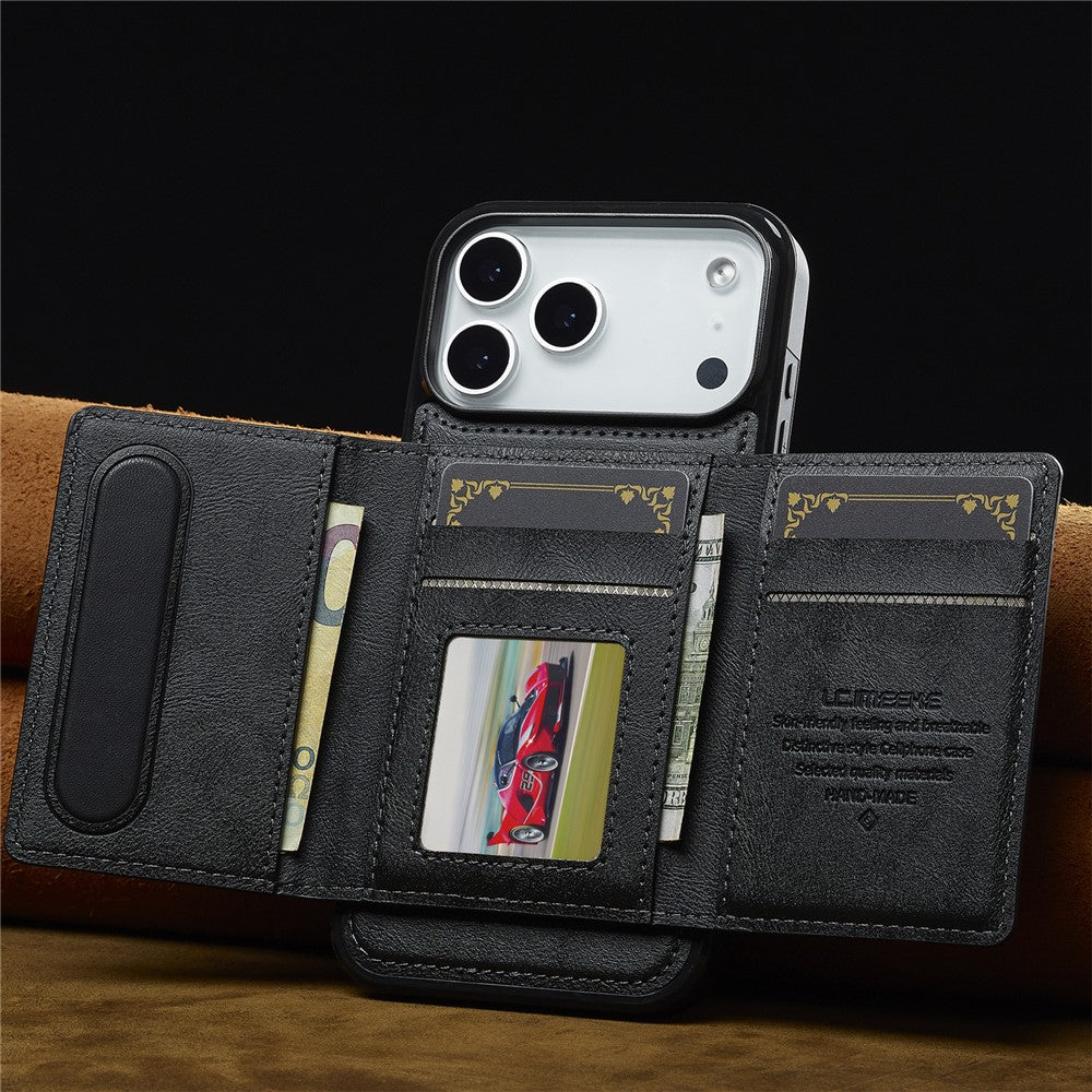 LC.IMEEKE L5 For iPhone 17 Pro Magnetic Phone Case Leather Back Cover with Detachable Card Holder