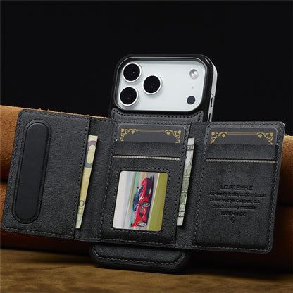 LC.IMEEKE L5 For iPhone 17 Pro Magnetic Phone Case Leather Back Cover with Detachable Card Holder