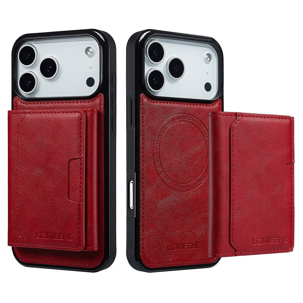 LC.IMEEKE L5 For iPhone 17 Pro Magnetic Phone Case Leather Back Cover with Detachable Card Holder