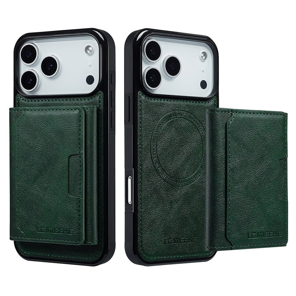 LC.IMEEKE L5 For iPhone 17 Pro Magnetic Phone Case Leather Back Cover with Detachable Card Holder