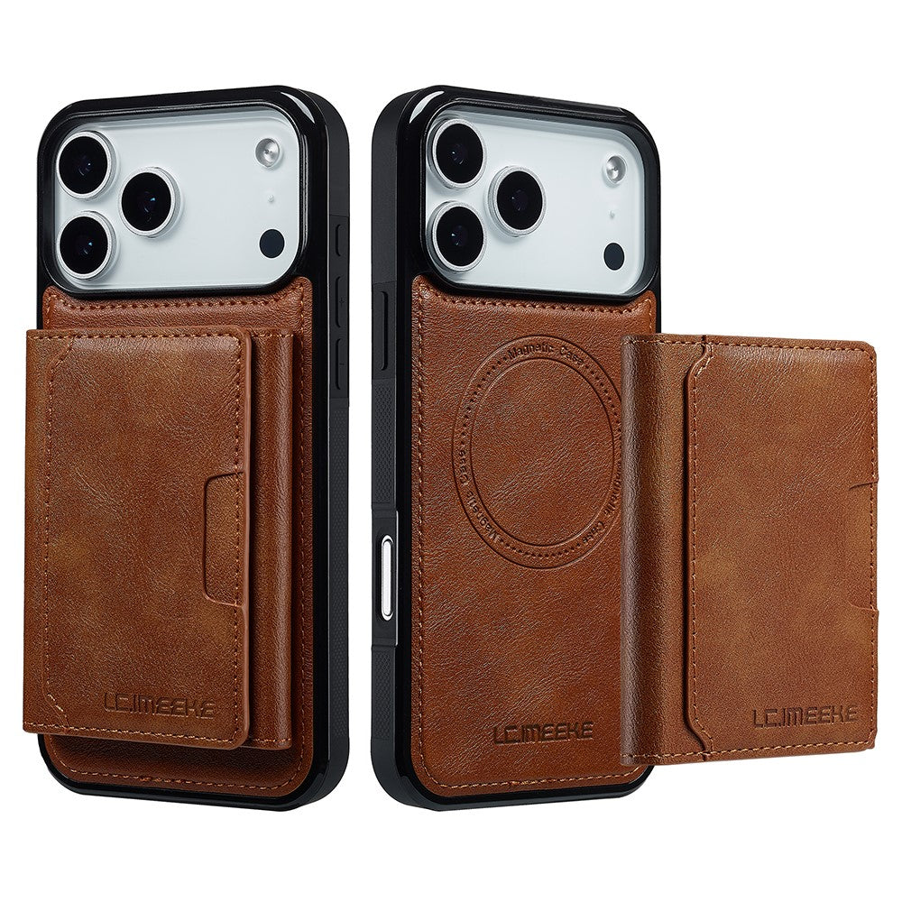 LC.IMEEKE L5 For iPhone 17 Pro Magnetic Phone Case Leather Back Cover with Detachable Card Holder
