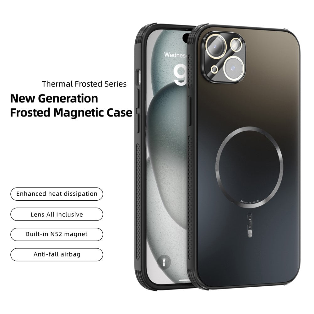 ABEEL For iPhone 15 Plus Case Compatible with MagSafe TPU PC Cooling Matte Phone Back Cover with Lens Film