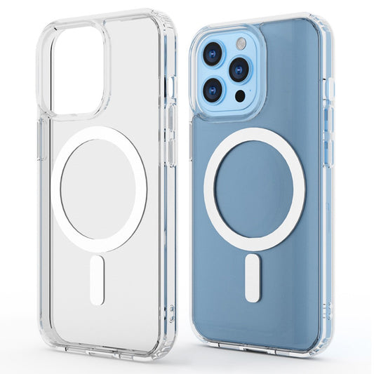 For iPhone 15 Pro Magnetic Case 1.5mm Thickness TPU + PC Clear Phone Back Cover