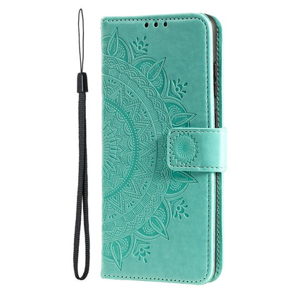 For iPhone 17 Pro Stand Case Imprinted Totem PU Leather Wallet Phone Cover with Wrist Strap