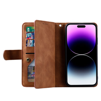 For iPhone 17 Pro Max Case 9 Card Slots Zipper Wallet PU Leather Phone Cover with Wrist Strap