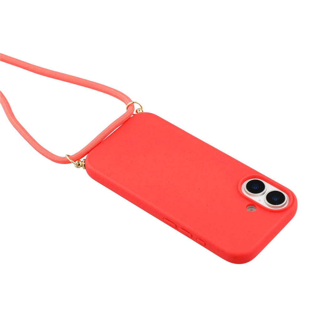 For iPhone 17 Case Biodegradable Wheat Straw + TPU Eco-Friendly Phone Cover with Lanyard