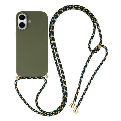 For iPhone 17 Case Biodegradable Wheat Straw + TPU Eco-Friendly Phone Cover with Lanyard