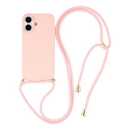 For iPhone 17 Case Biodegradable Wheat Straw + TPU Eco-Friendly Phone Cover with Lanyard