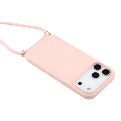For iPhone 17 Pro Case Biodegradable Wheat Straw + TPU Eco-Friendly Phone Cover with Lanyard