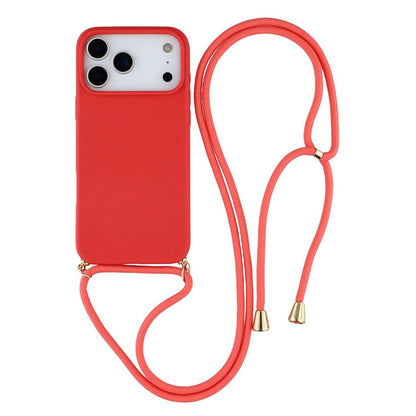 For iPhone 17 Pro Case Biodegradable Wheat Straw + TPU Eco-Friendly Phone Cover with Lanyard
