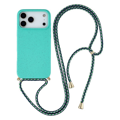 For iPhone 17 Pro Case Biodegradable Wheat Straw + TPU Eco-Friendly Phone Cover with Lanyard