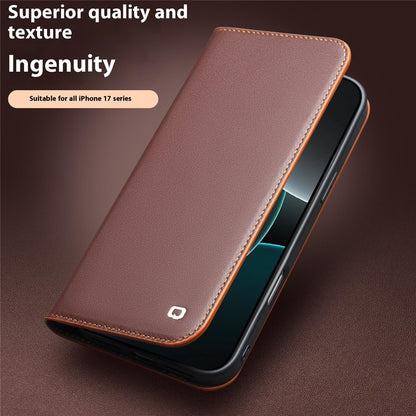 QIALINO For iPhone 17 Pro Case Wallet Flip Stand Phone Cover Genuine Cow Leather