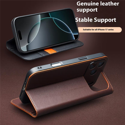 QIALINO For iPhone 17 Pro Case Wallet Flip Stand Phone Cover Genuine Cow Leather