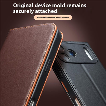 QIALINO For iPhone 17 Pro Case Wallet Flip Stand Phone Cover Genuine Cow Leather