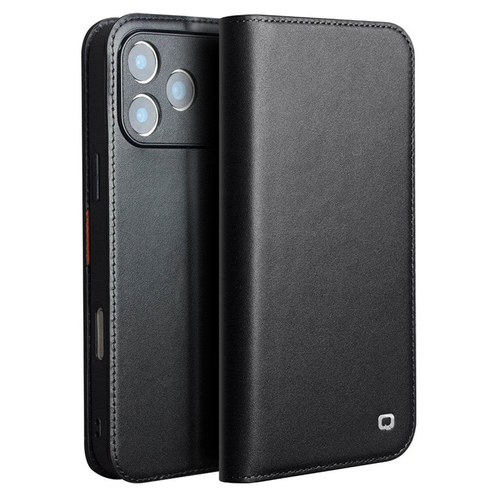 QIALINO For iPhone 17 Pro Case Wallet Flip Stand Phone Cover Genuine Cow Leather