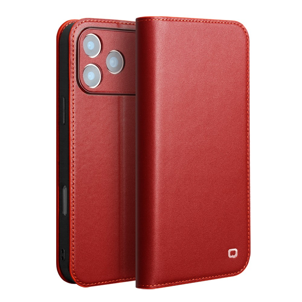 QIALINO For iPhone 17 Pro Case Wallet Flip Stand Phone Cover Genuine Cow Leather