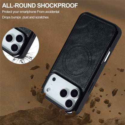 LC.IMEEKE For iPhone 17 Pro Max Magnetic Case Compatible with MagSafe Leather + TPU Back Cover