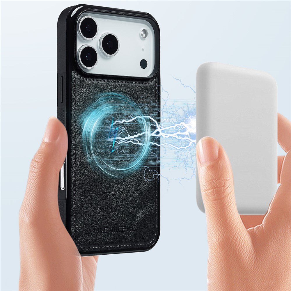 LC.IMEEKE For iPhone 17 Pro Max Magnetic Case Compatible with MagSafe Leather + TPU Back Cover