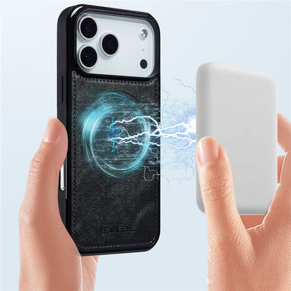 LC.IMEEKE For iPhone 17 Pro Max Magnetic Case Compatible with MagSafe Leather + TPU Back Cover
