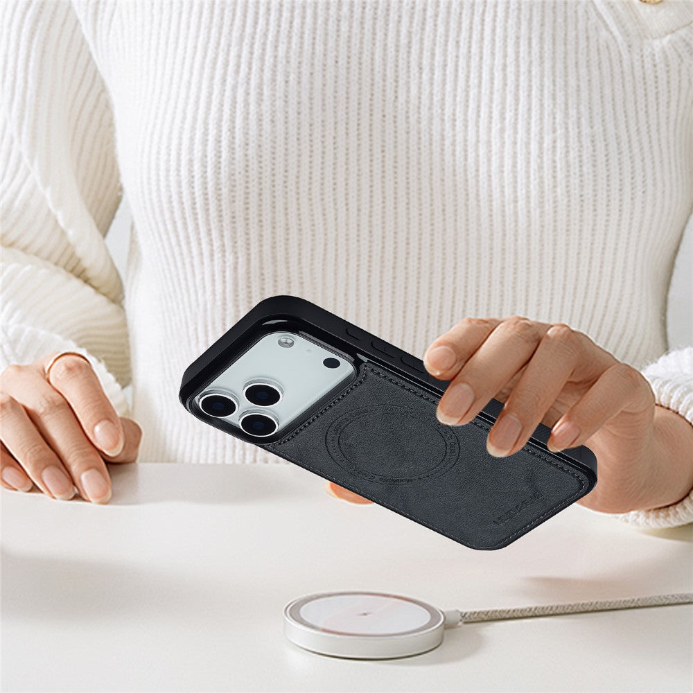 LC.IMEEKE For iPhone 17 Pro Max Magnetic Case Compatible with MagSafe Leather + TPU Back Cover