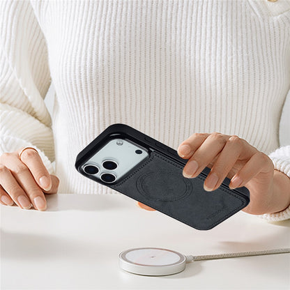 LC.IMEEKE For iPhone 17 Pro Max Magnetic Case Compatible with MagSafe Leather + TPU Back Cover