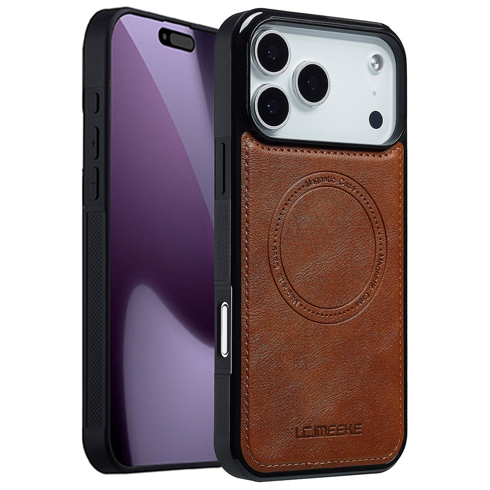LC.IMEEKE For iPhone 17 Pro Max Magnetic Case Compatible with MagSafe Leather + TPU Back Cover