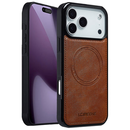 LC.IMEEKE For iPhone 17 Pro Max Magnetic Case Compatible with MagSafe Leather + TPU Back Cover