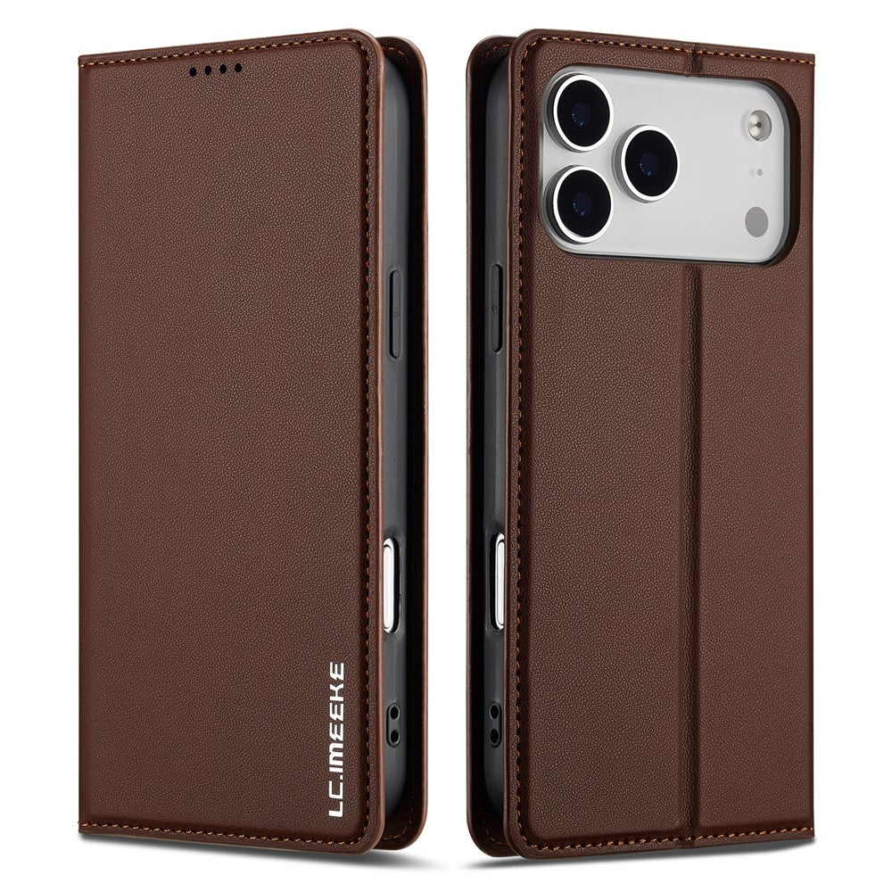 LC.IMEEKE L1 Series for iPhone 17 Pro Case PU Leather Wallet Stand Protective Phone Cover