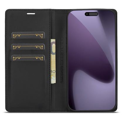 LC.IMEEKE For iPhone 17 Pro Wallet Case Carbon Fiber Texture Leather Phone Cover