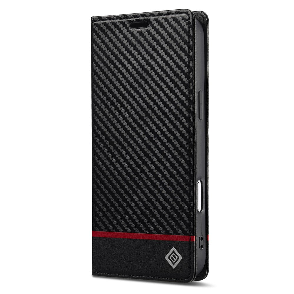 LC.IMEEKE For iPhone 17 Pro Wallet Case Carbon Fiber Texture Leather Phone Cover